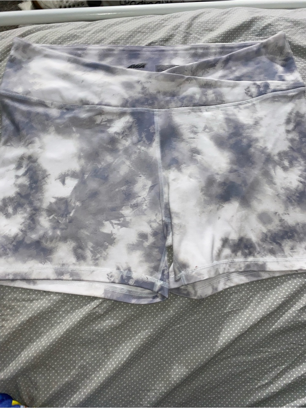 Avia Women's Tie-Dye Bike Shorts in Gray and White
